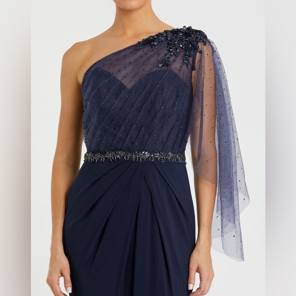 MAC DUGGAL 79392 NWT Embellished One Shoulder Draped Gown - Picture 2 of 9